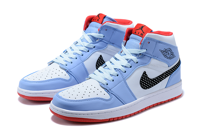 2020 Women New Air Jordan 1 Baby Blue White Black Red - Click Image to Close